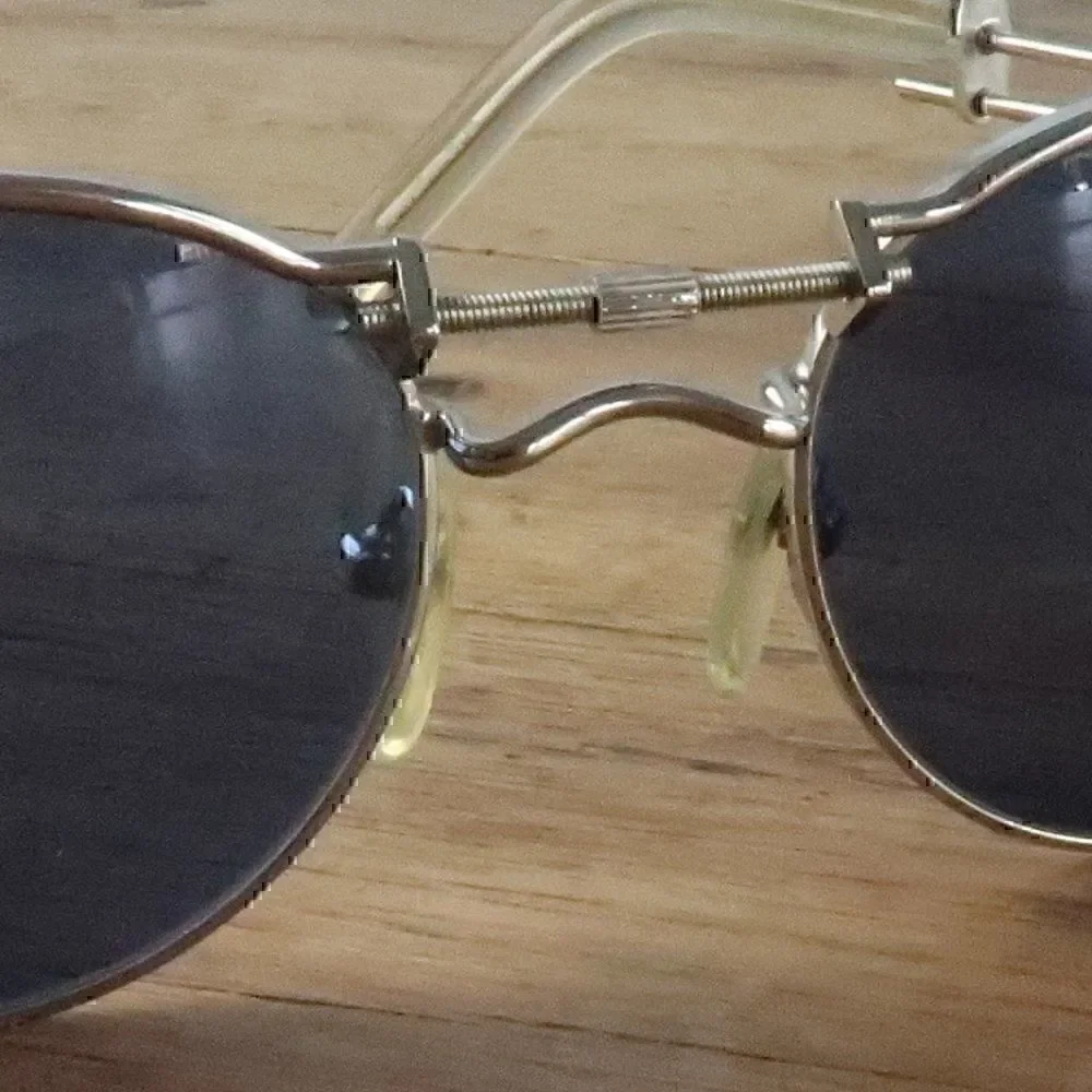 JEAN PAUL GAULTIER SILVER WITH BLUE LENS #56-0174 VINTAGE STEAMPUNK SUNGLASSES